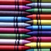 Close up of brightly coloured crayons. Image shot 1989. Exact date unknown.